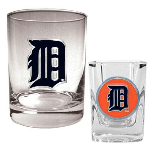 MLB Detroit Tigers Rocks Glass & Square Shot Glass Set - Primary Logo