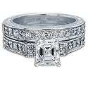 1.91 CT ASSCHER ENGAGEMENT RING & WEDDING BAND I/VS1