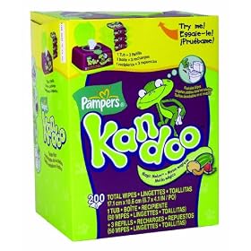 Pampers Kandoo Flushable Wipes, Magic Melon Scent, 1 Tub + 3 x 50-Count Refills