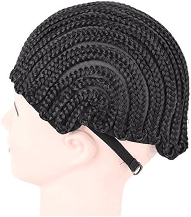 CCOLLEGE Hair 1piece/lot Black Color Spider Braids Wig Cap Cornrows Cap for Easier Sew in Braided Wig Caps Crotchet Weaving Cap with Braids (Standard Size)