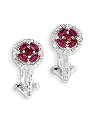 14k White Gold Diamond & Ruby Earrings