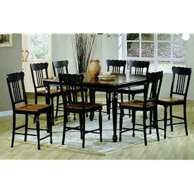 9 PCs Two Tone Counter Height Dining Table and Barstools Set by AtHomeMart