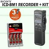 Sony ICD-BM1 Digital Voice Recorder + Accessory Kit w/ 3 Year Extended Warranty