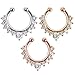 3 Piece Clip on Jewelry Creative Fake Septum Clicker Nose Ring