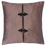 EXP Decorative Handmade Silver-Grey & Black Thai Silk Cushion Cover / Pillow Sham