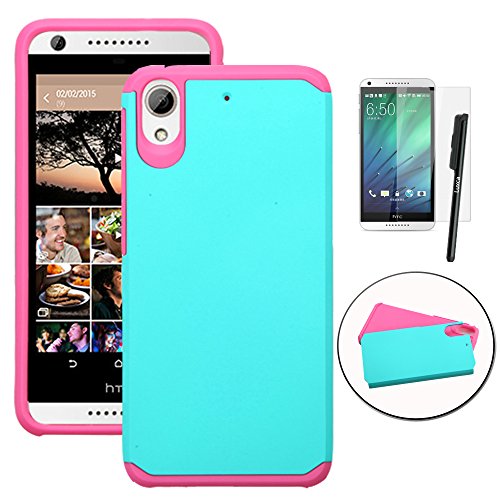 HTC Desire 626 Case, HTC Desire 626s Case, LUXCA [Shock Proof] Hybrid Dual Layer [Slim Fit] Defender Protective Case Cover (Teal Mint Pink)