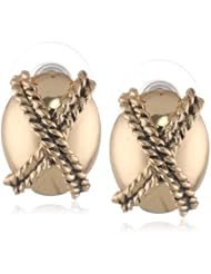 Napier "X World" Gold-Tone X Pierced Button Earrings
