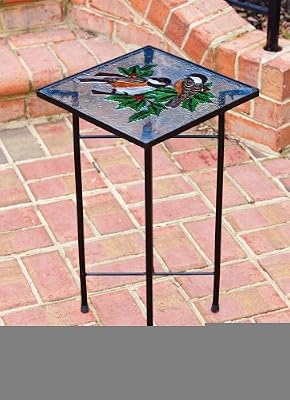 Winter Chickadees Square Glass Table