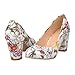 Charm Foot Fashion Floral Print Womens Chunky High Heel Pumps