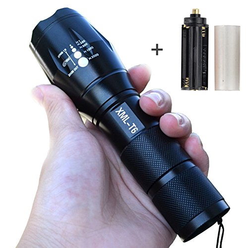 2500 Lumen Zoomable Cree XML T6 LED 18650 Flashlight Focus Torch Lamp Adjustable (Black)