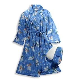 Jolie - Ladies Plus Size Fleece Robe Slipper Set, Light Blue