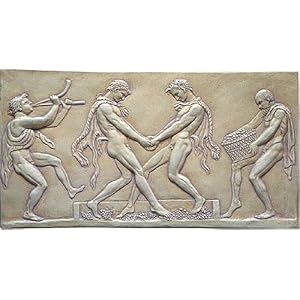 Fauns Pressing Grapes Wall Plaque