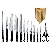 Saber F-13 Home Chef 13-Piece Professional Knife Set with Wooden Block