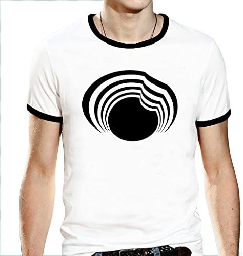 GoldenVenus Men's Abstract Ringer T Architecture Ringer T-Shirt Medium White
