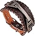 Hamoery Men Leather Bracelet Punk Braided Rope Alloy Bracelet Bangle Wristband