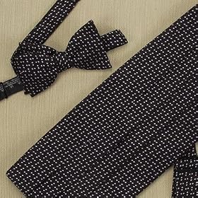Mini Squares Woven Silk Bow Tie \ Cummerbund Set