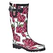 Women's Tattoo Roses Rain Boots - Red/ Black