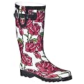 Women's Tattoo Roses Rain Boots - Red/ Black