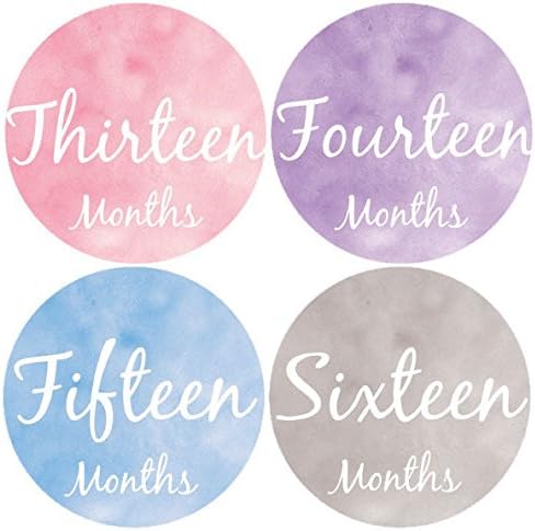 Belly Doodles 16 Baby Month Stickers for Girls Fake Watercolor 3.94inch (13-24 Months)