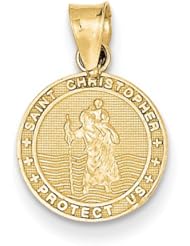 14k Yellow Gold Saint Christoper Medal Charm. Metal Wt- 1g