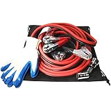 Heavy Duty 2 Gauge Wire Extra Long 25 Feet Ft Length 600 Amp Copper Plate Parrot Jaw Auto Booster Jumper Jumping Cable Kit with Storage Bag