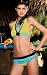 Skinny Dip 2 Piece Ruffle Trimmed Polka Dot Halter Top with Ruffled Bikini Bottom