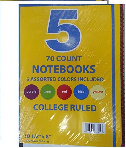 1 Subject 70 Sheet Spiral Notebook Assorted Color-collage Ruled. (5)