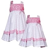 Rare Editions GIRLS 2T-6X WHITE PINK RUFFLE TRIM EMBROIDERED EYELET Special Occasion Wedding Flower Girl Easter Party Dress