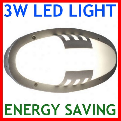 Robus Led Bulkhead Indoor Outdoor Wall Garden Drive Porch Pathway Security Lighting Low Energy Saving 3w Light Warm White 50, 000 Hr Lamp Eyelid Design Satin Silver **** Free UK Shipping ****