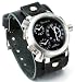 Nemesis #LBB080K Men's Signature Collection 3 Time Zone Oversized Wide Leather Cuff Band Watch