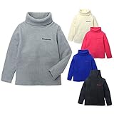 ベビー服 男の子 女の子 タートルネック Tシャツ 長袖 Moujonjon  テレコ 無地 吸湿発熱 保温 グランサーモ  男児 女児 ベビー (4.ブルー/90cm)