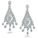 10k White Gold Diamond Chandelier Earrings (1/4 cttw, I-J Color, I2-I3 Clarity)