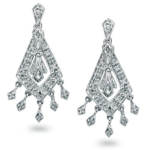 10k White Gold Diamond Chandelier Earrings (1/4 cttw, I-J Color, I2-I3 Clarity)