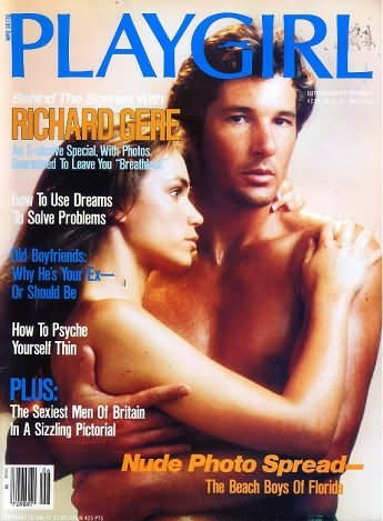 PLAYGIRL, THE MAGAZINE.  may 1983: Richard Gere cover.  Britain's best knights in shining armor without their clothes, Kevin Haslam in centerfold, NUDE men in florida.  Richard Gere article beautiful shirtless photos.
