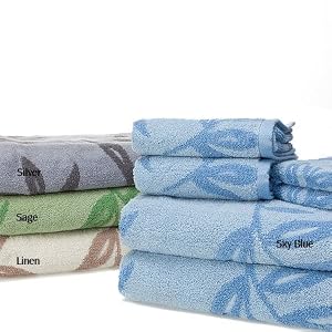 6pc Wind Swept Leaves Fashion Bath Towel Set, Linen by