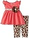 Youngland baby-girls Crochet Knit Top to Animal Print Legging Set