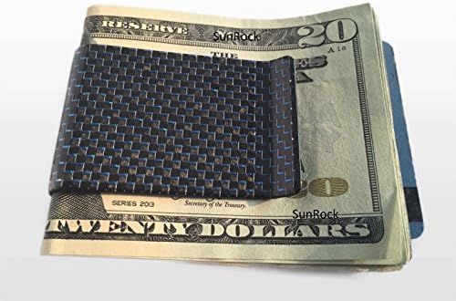 Real Carbon Fiber Money Clip Business Credit Card Cash Holder Slim Wallet Blue/black