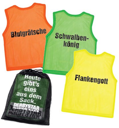 10er Set DERBY STAR FUSSBALL MARKIERUNGSHEMDCHEN STANDARD mit Soccer-Sprüchen DERBYSTAR