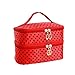 FUNOC Womens Toiletry Bag Dot Pattern Double Layer Makeup Bag