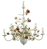 AF Lighting 7165-9H Ramblin' Rose 9 x 60-Watt Candle Base Chandelier, Cut Metal with Antique Cream Finish