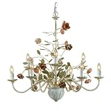 AF Lighting 7165-9H Ramblin' Rose 9 x 60-Watt Candle Base Chandelier, Cut Metal with Antique Cream Finish by 