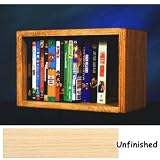 Solid Oak DVD/VHS Combo Wall Floor or Shelf Mount Cabinet - Holds 26 DVDs or 12 VHS (Unfinished) (9.25H x 14.5W x 6.75D)