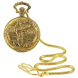 Pocket Watch - Gold-Toned Angler Fisherman Pocket Watch with 14 Clip on Chain by Albert James
