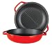 2-in-1 Red Porcelain Enameled Cast Iron Casserole Grill Pan Lid