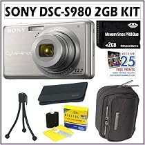 Sony Cybershot DSC-S980 12.1 MP Digital Camera in Silver + 2GB Accessory Kit