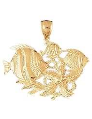 Dazzlers Solid 14 karats Gold Angelfish Goldfish Charm Pendant available in three colors from jewelsberry (weights: 5.5 grams only)