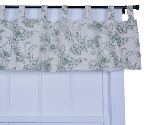 Ellis Curtain Andrea Thermal Insulated Tab Top Valance Window Curtain, Sage