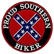 Proud Southern Biker Embroidered Patch Confederate Flag Iron-On Motorcycle Emblem
