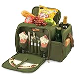 IMAGE OF Picnic Time Malibu Insulated Cooler Picnic Tote, Service for 2, Pine Green