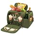 Picnic Time Malibu Insulated Cooler Picnic Tote, Service for 2, Pine Green